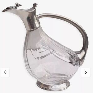 JEAN GOARDERE VINTAGE 1960 Elegant Glass and Tin Carafe, Ewer, Decanter, Pitcher